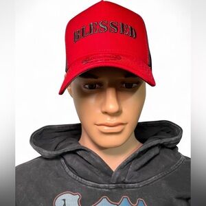 Str8 Drop X Hudson Outerwear ‘Blessed’ Red Snapback Trucker Hat - Brand New
